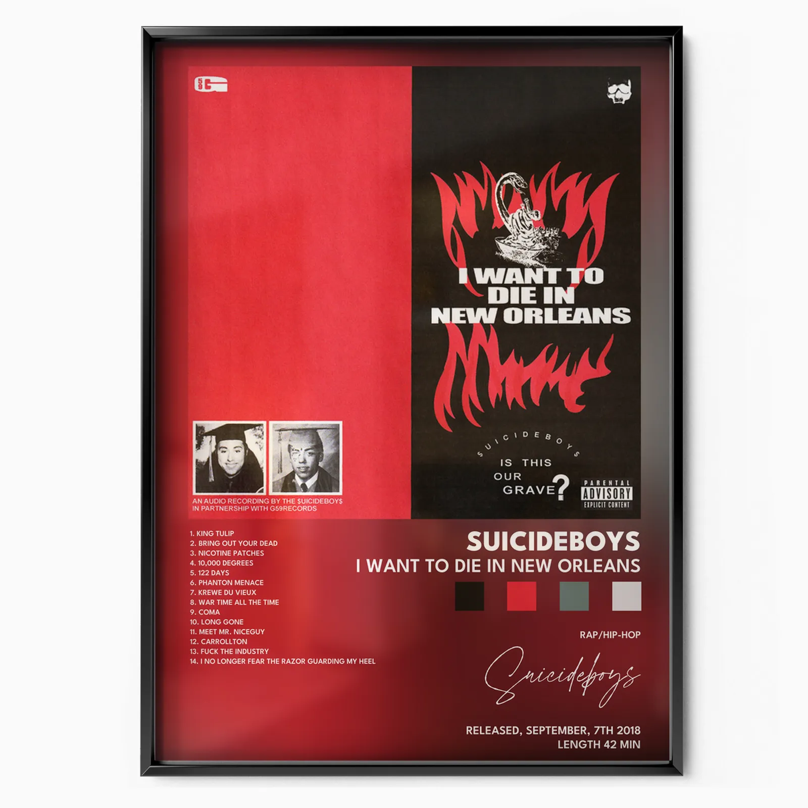 suicideboys I Want to Die In New Orleans poster poster, museum grade matte print