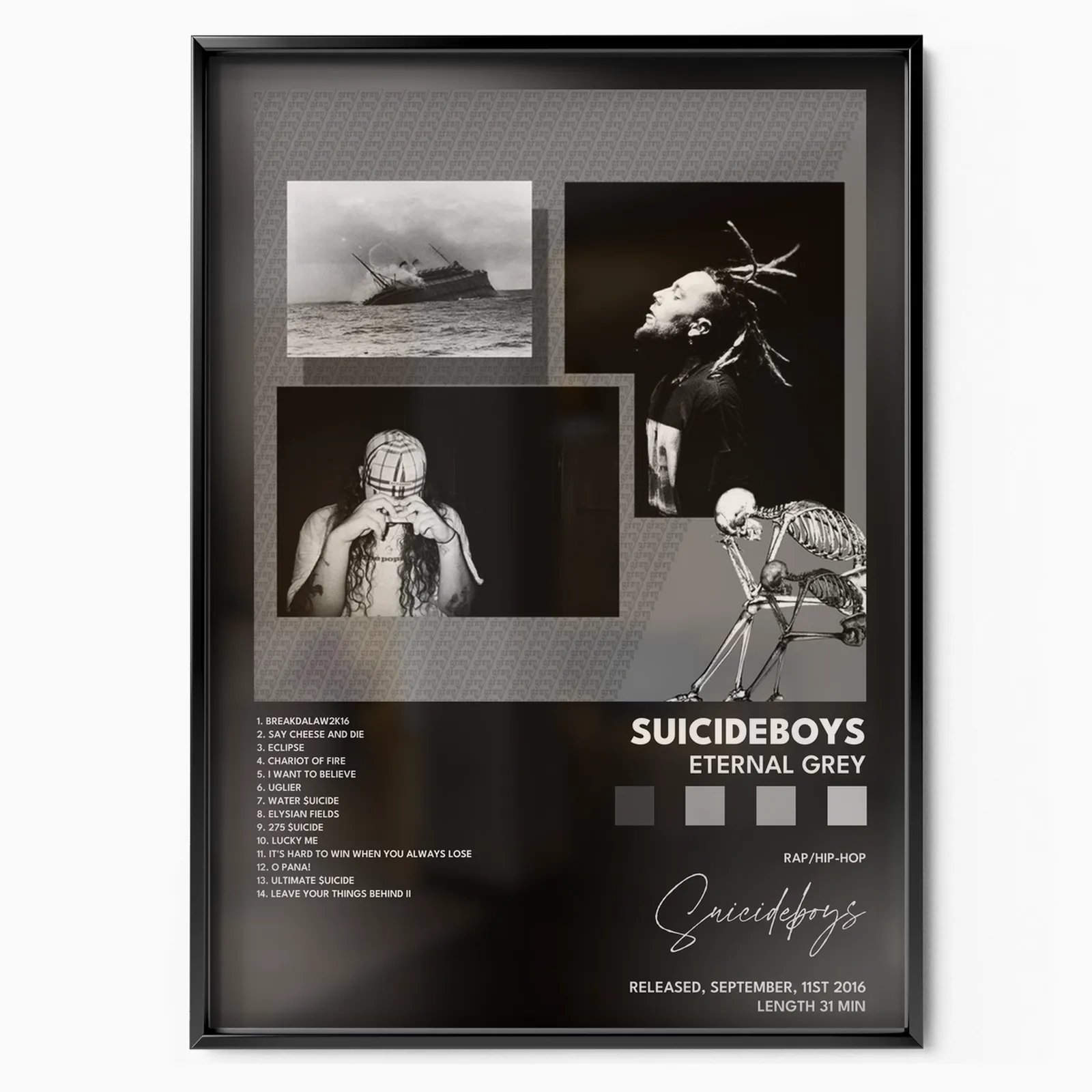 suicideboys Eternal Grey poster poster, museum grade matte print