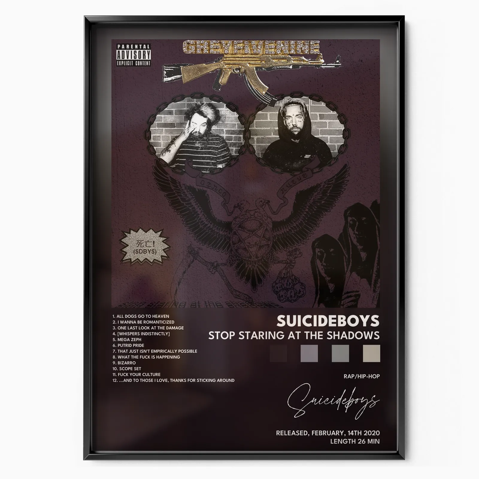 suicideboys Stop Staring At the Shadows poster poster, museum grade matte print