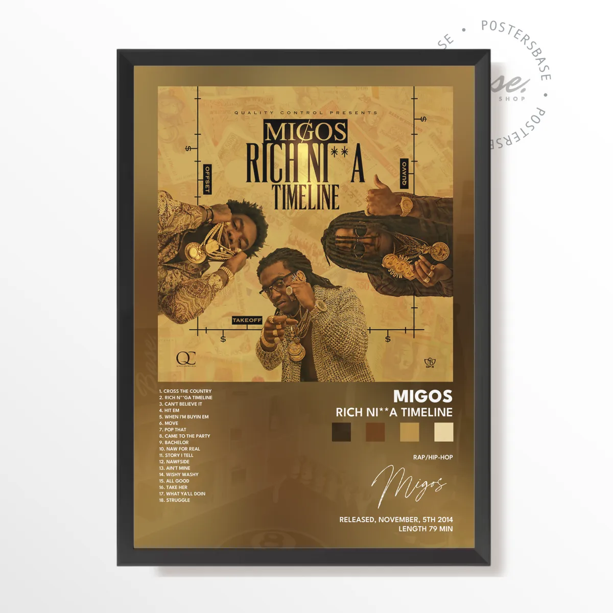 migos Rich Nia Timeline poster poster, museum grade matte print