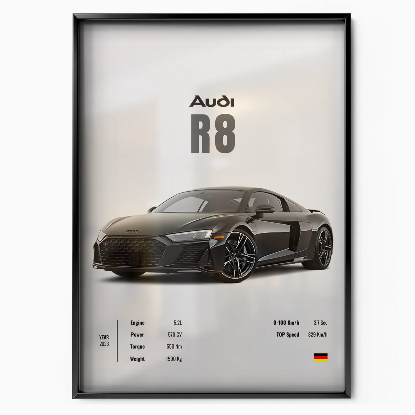 Audi R8 poster, museum grade matte print