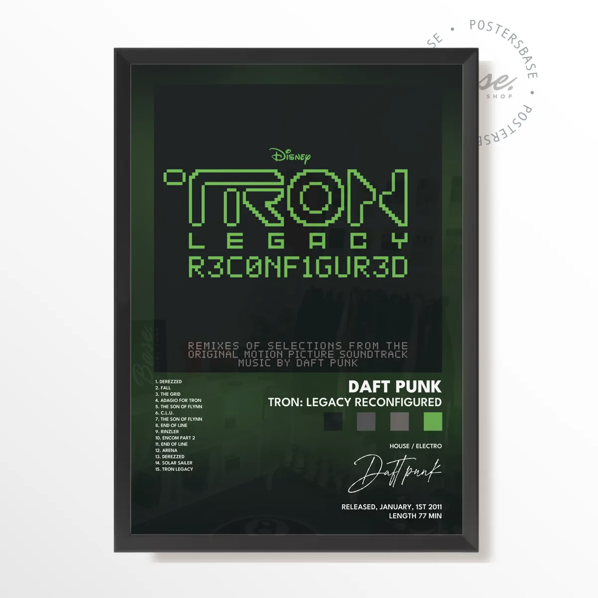 Tron: Legacy Reconfigured Album poster, museum grade matte print