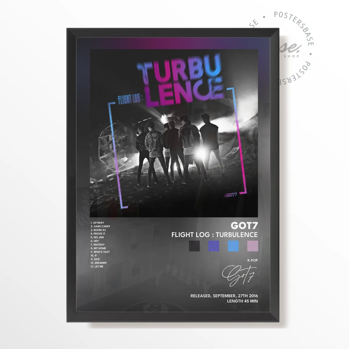 got7 FLIGHT LOG  TURBULENCE plakát, matný tisk v muzejní kvalitě