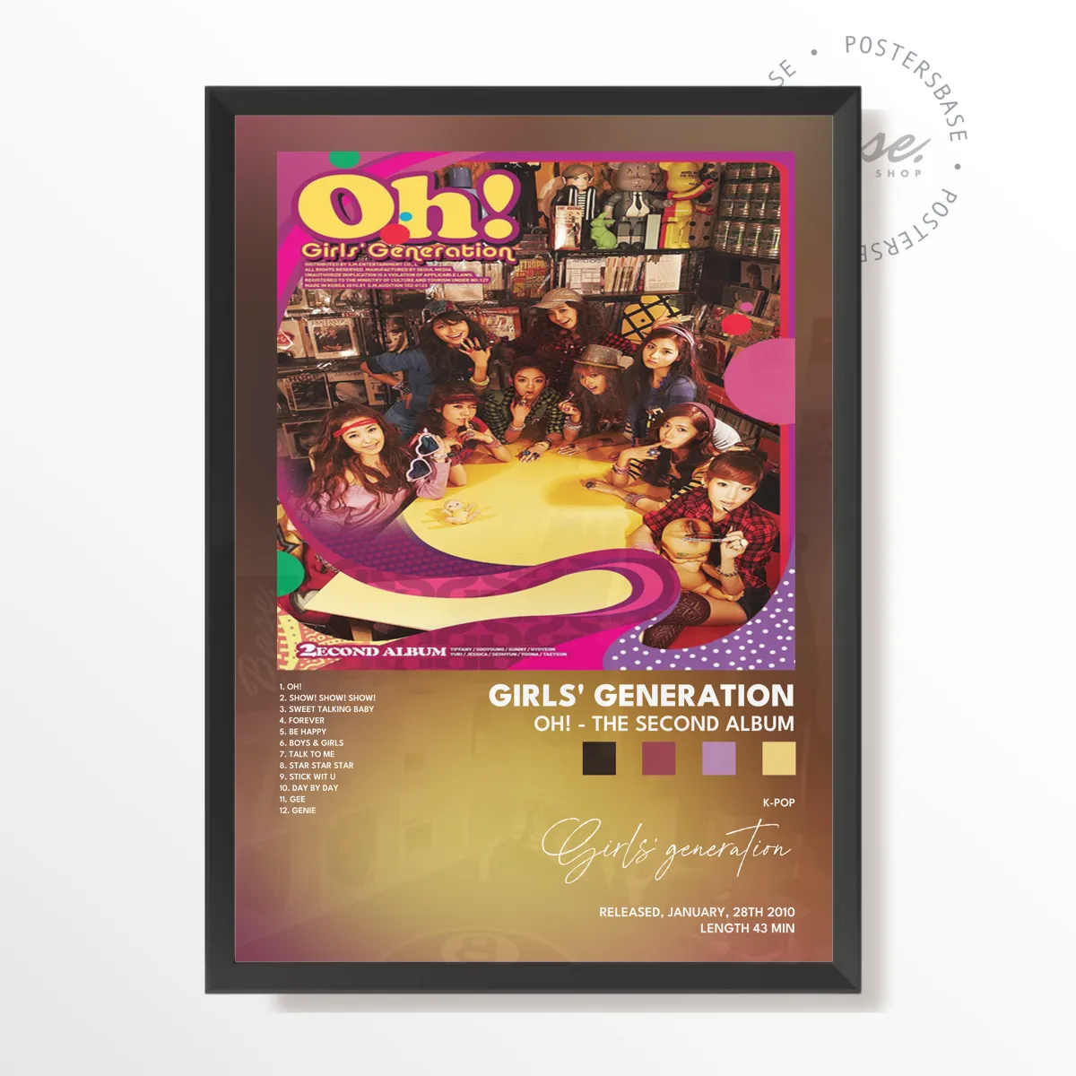 girls generation Oh   The Second Album plakát, matný tisk v muzejní kvalitě