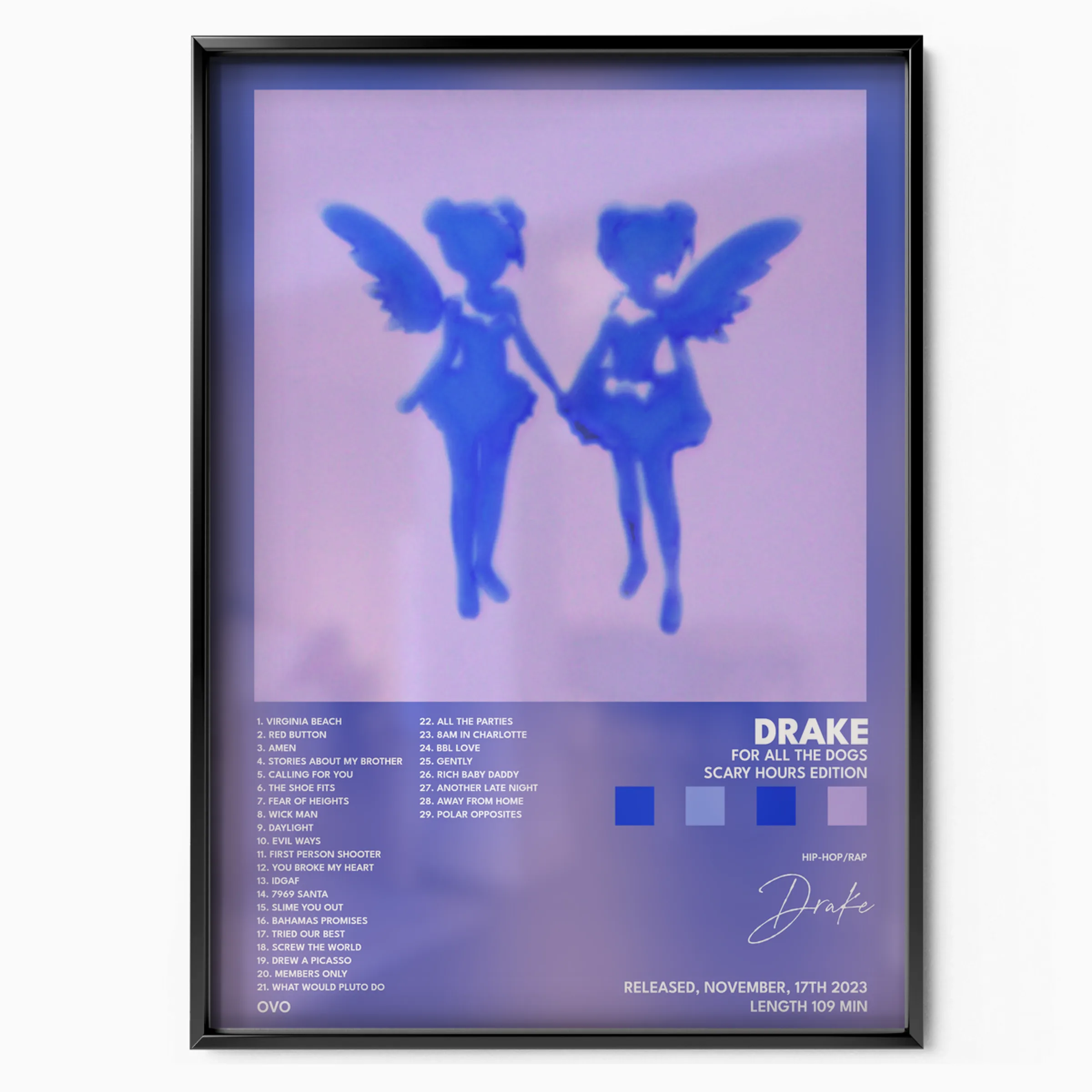 Drake 'For all the dogs Scary Hours Edition' poster, museum grade matte print