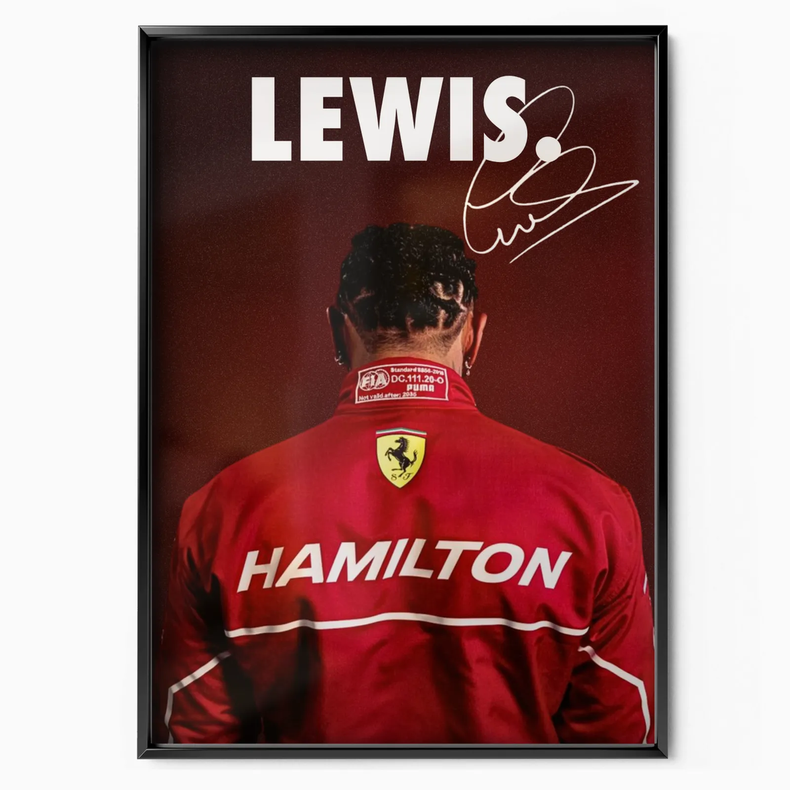 Lewis Hamilton X Ferrari Sign poster, museum grade matte print