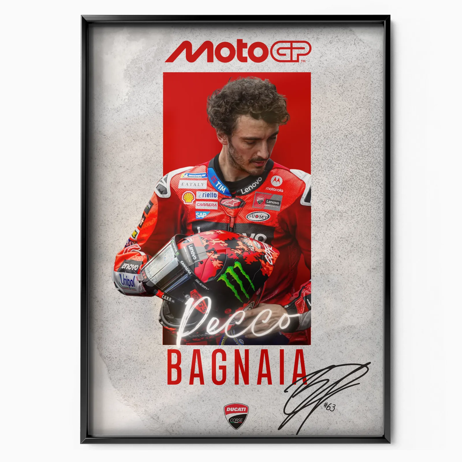 Pecco Bagnaia X Ducati Original 2025 poster, museum grade matte print