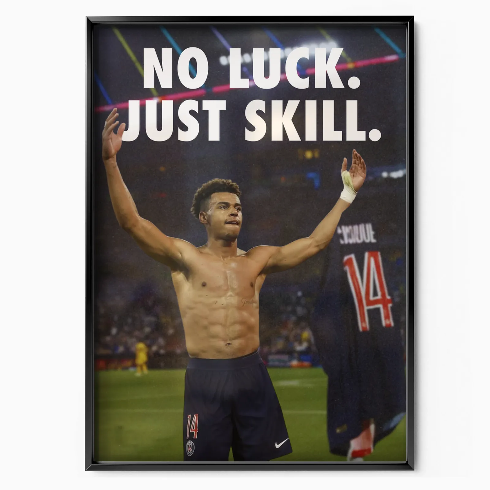 Désiré Doué Psg 'no Luck Just Skill' poster, museum grade matte print