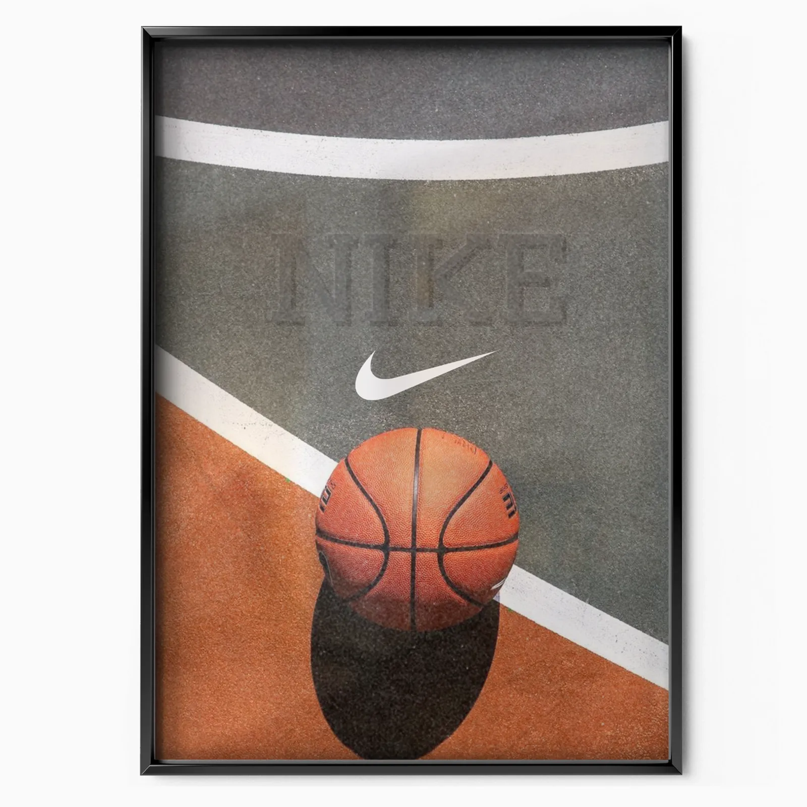 Basketball Minimal Court & Ball poster, museum grade matte print