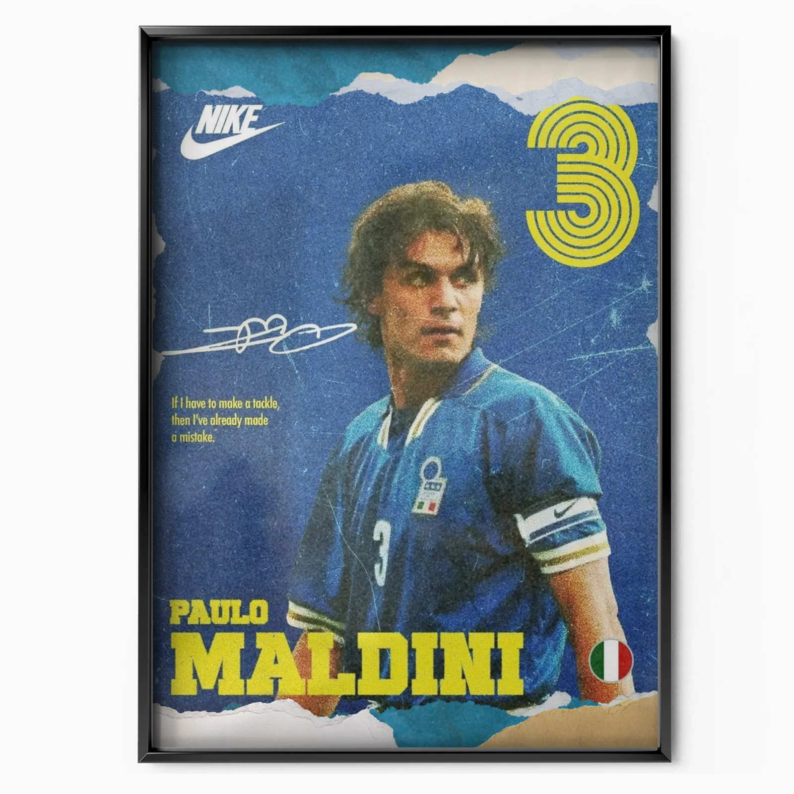 Paolo Maldini - Italy Number 3 Poster poster, museum grade matte print