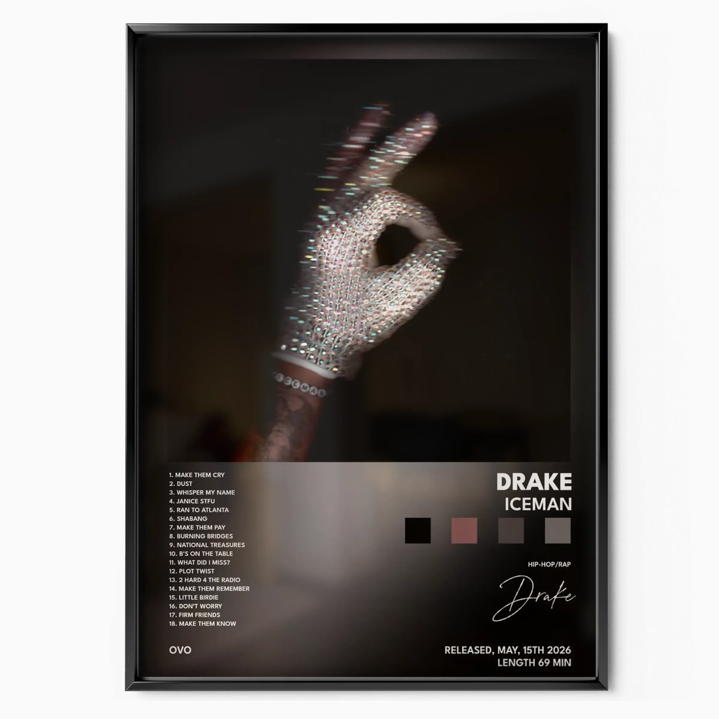 Drake 'Iceman' poster, museum grade matte print