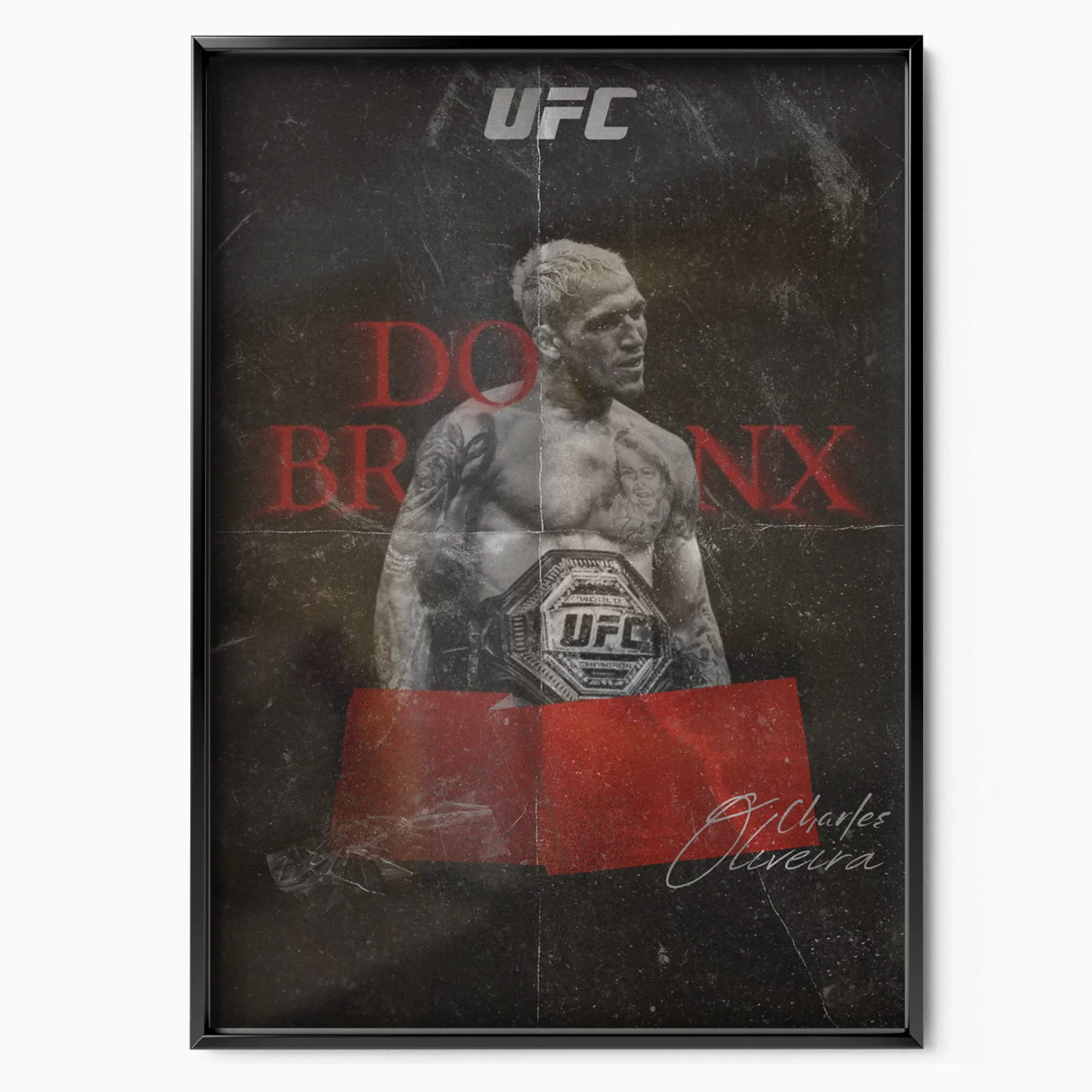 Charles Oliveira - Do Bronx Red poster, museum grade matte print