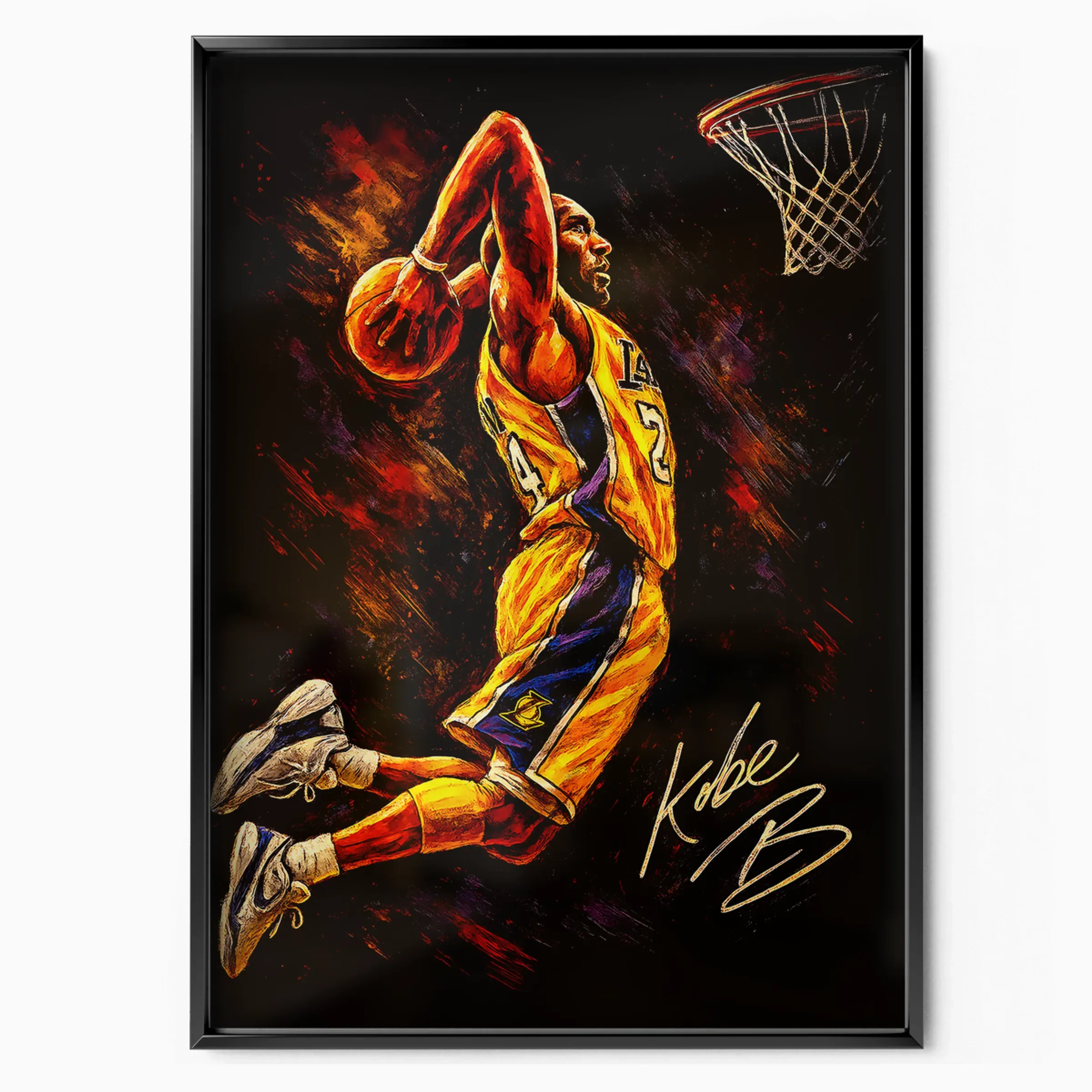 Kobe Bryant Poster - Lakers Dunk poster, museum grade matte print
