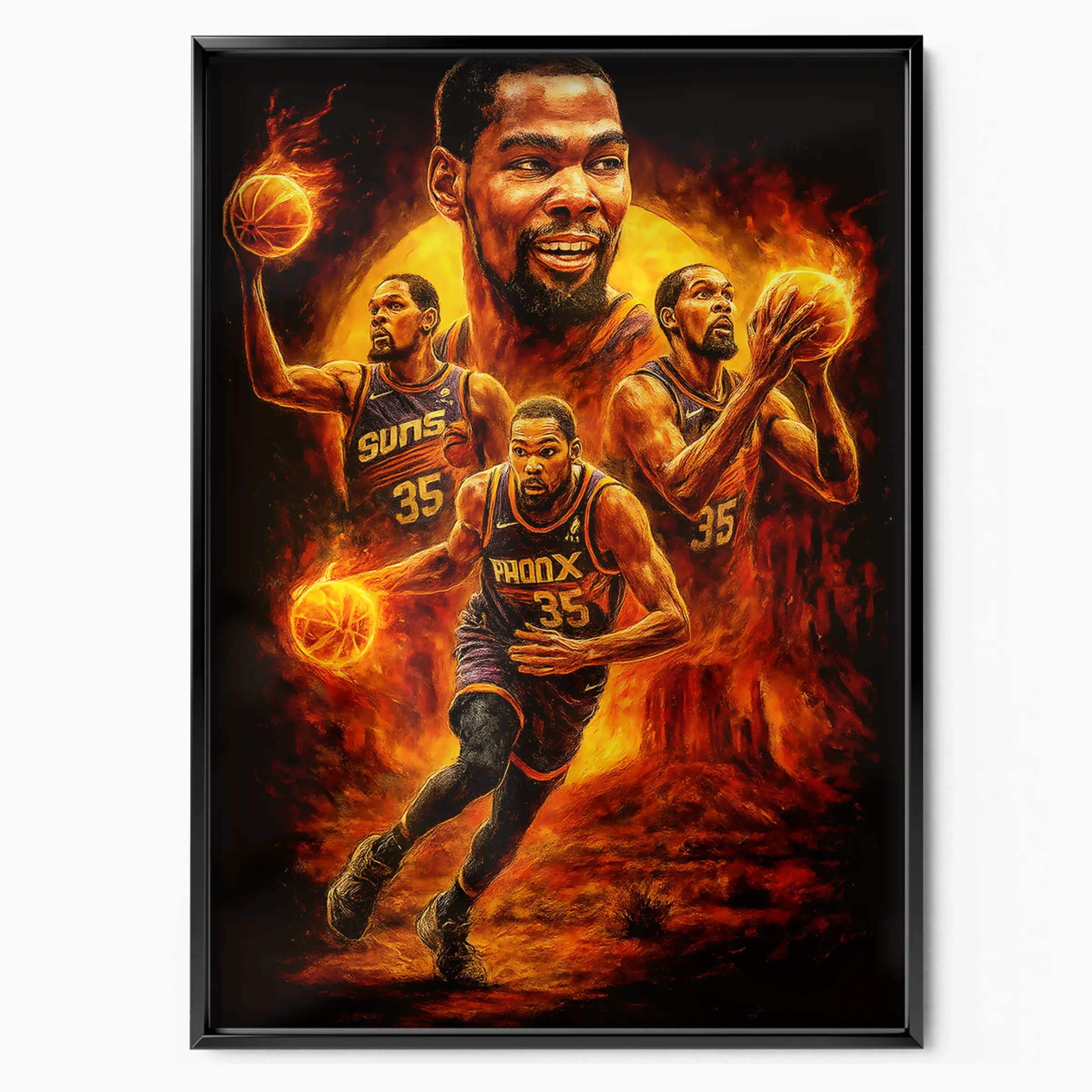 Kevin Durant Poster - Suns Fire poster, museum grade matte print