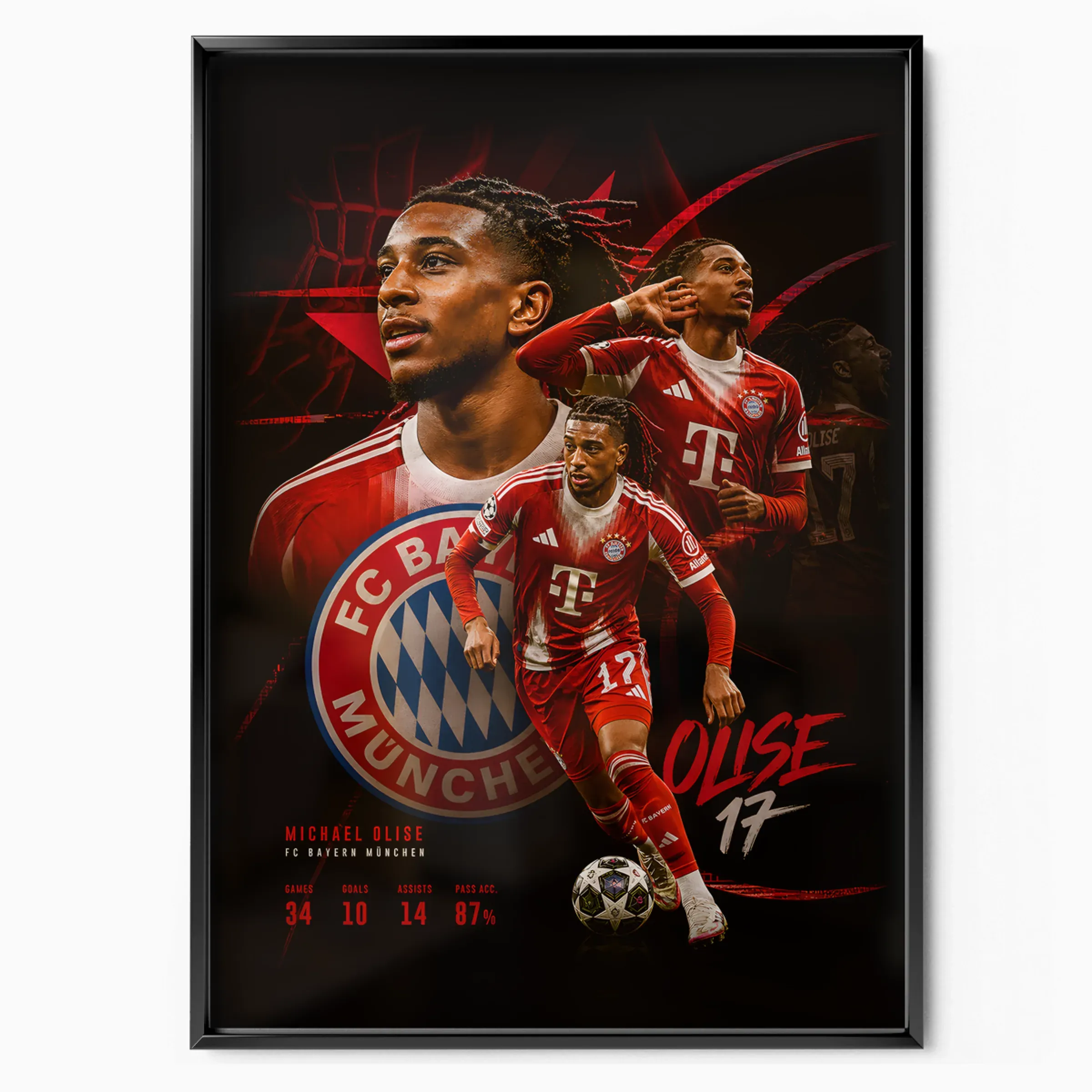 Michael Olise Poster - Bayern Munich poster, museum grade matte print