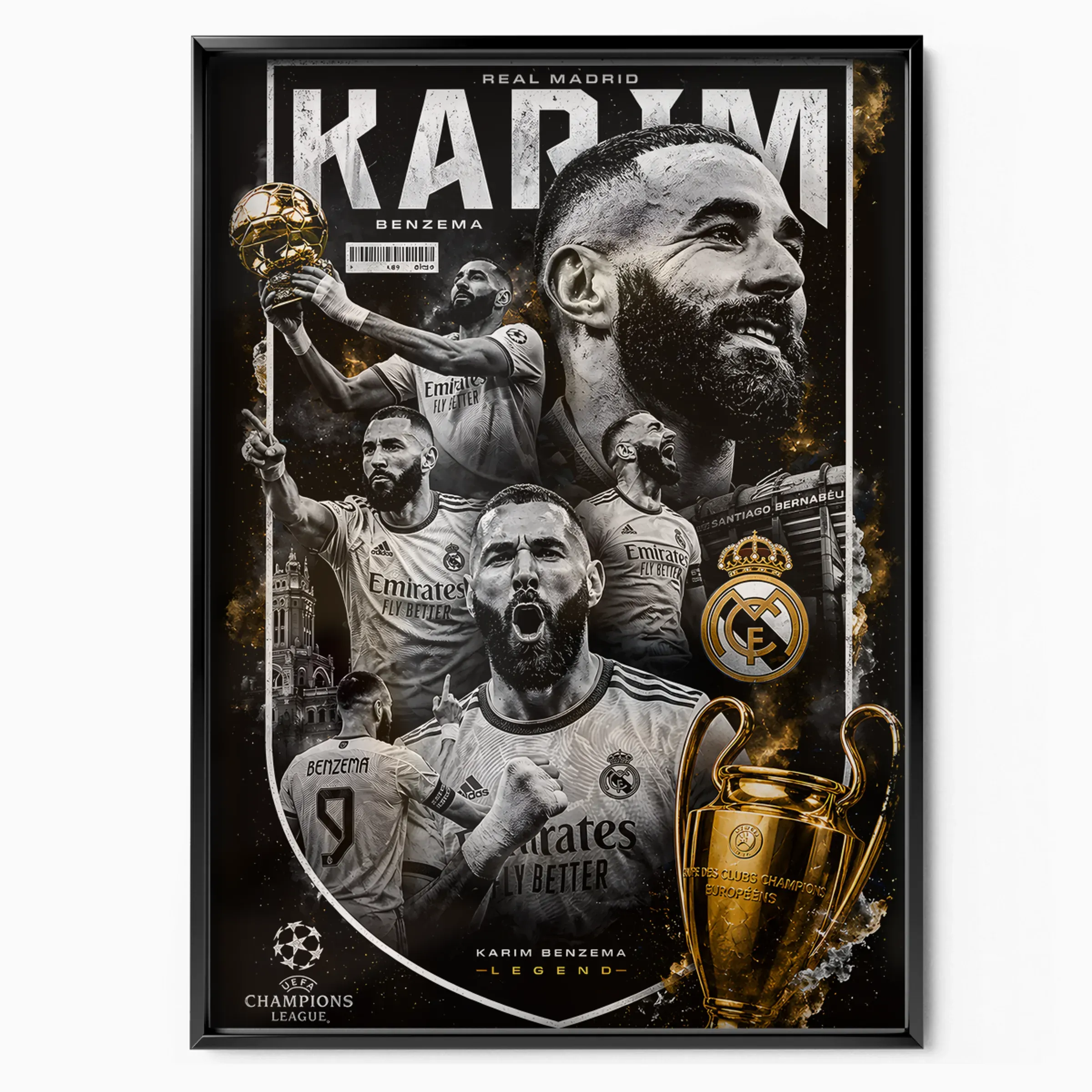 Karim Benzema Poster - Real Madrid Legend poster, museum grade matte print