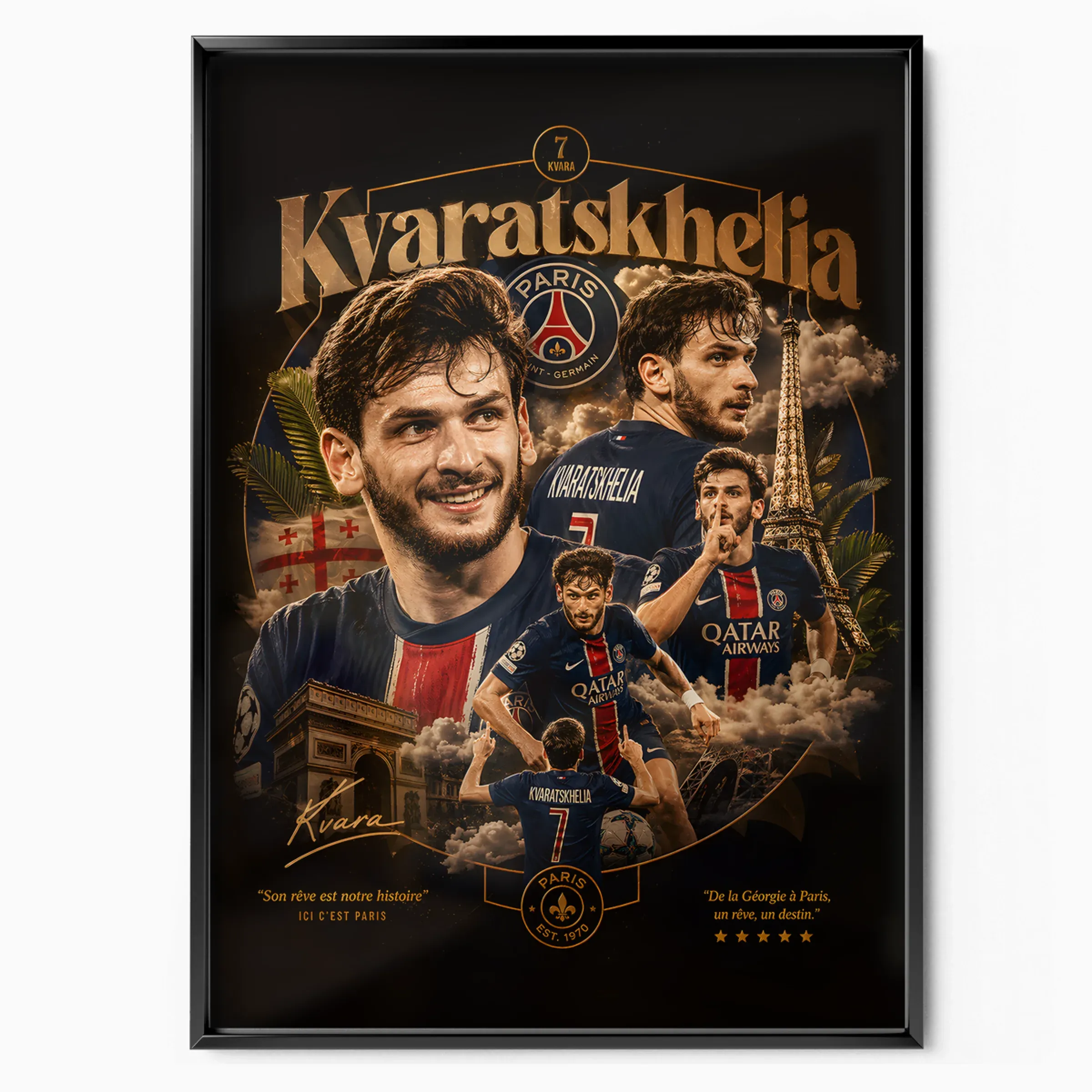 Khvicha Kvaratskhelia Poster - PSG poster, museum grade matte print