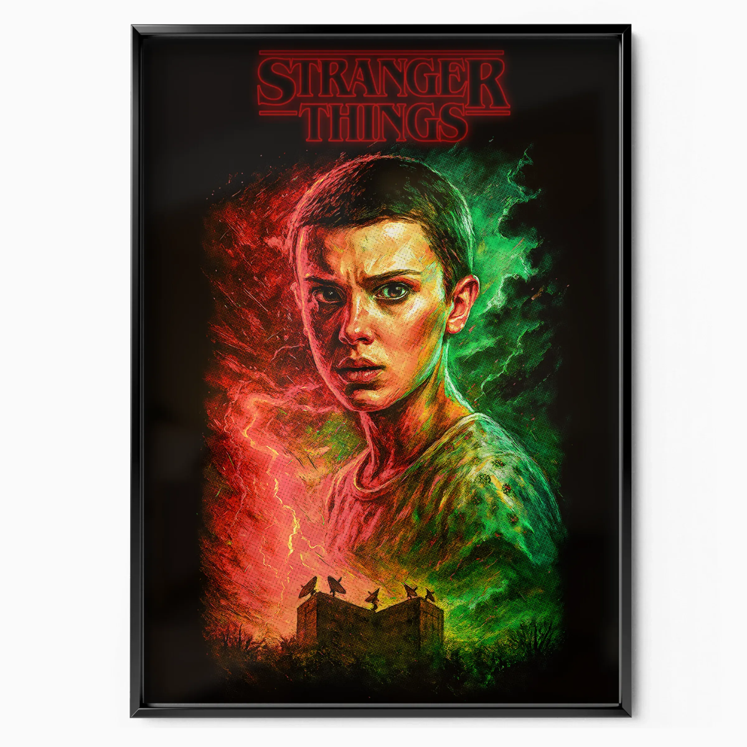 Stranger Things Poster - Eleven Green Flames poster, museum grade matte print