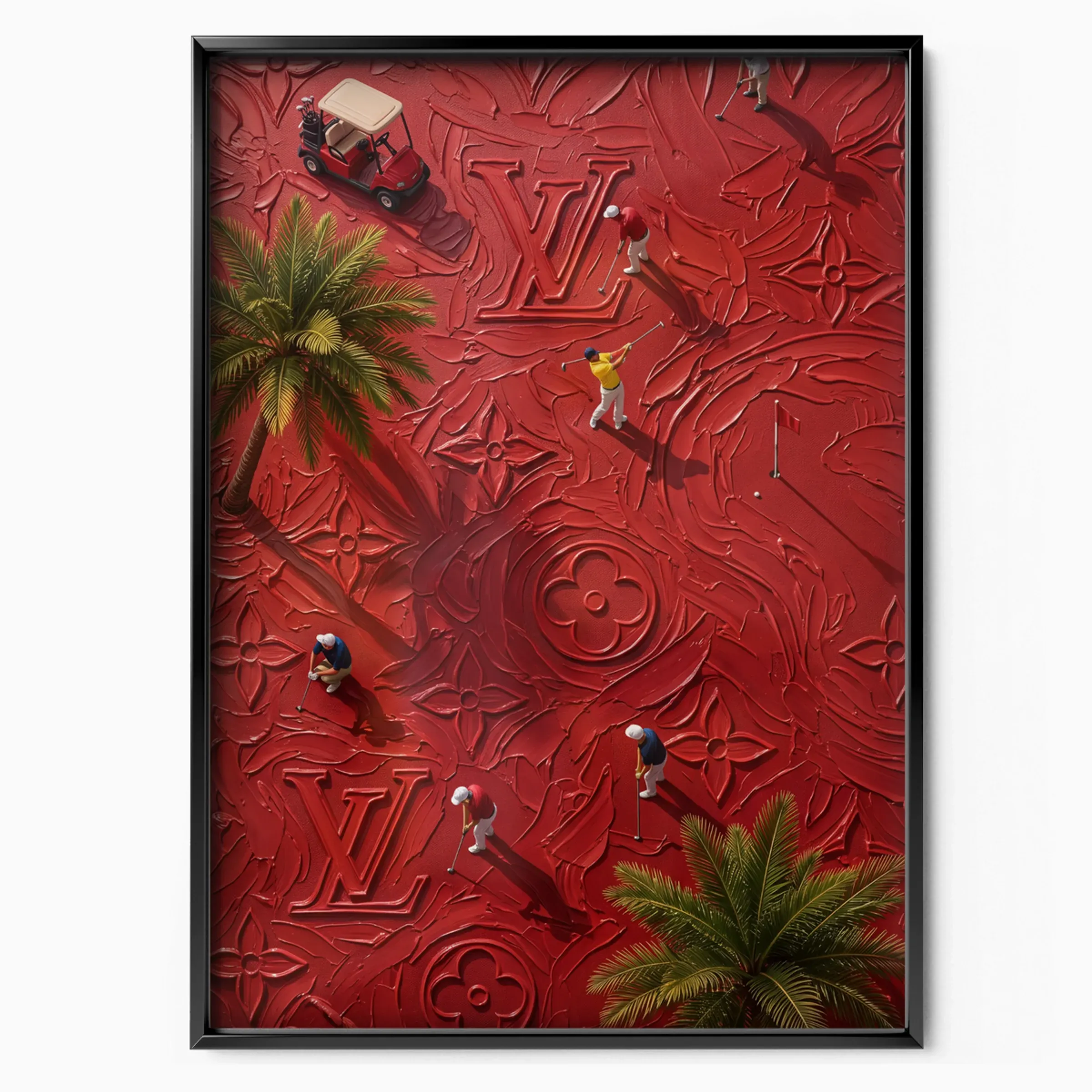 Louis Vuitton Poster - Red Monogram Golf poster, museum grade matte print