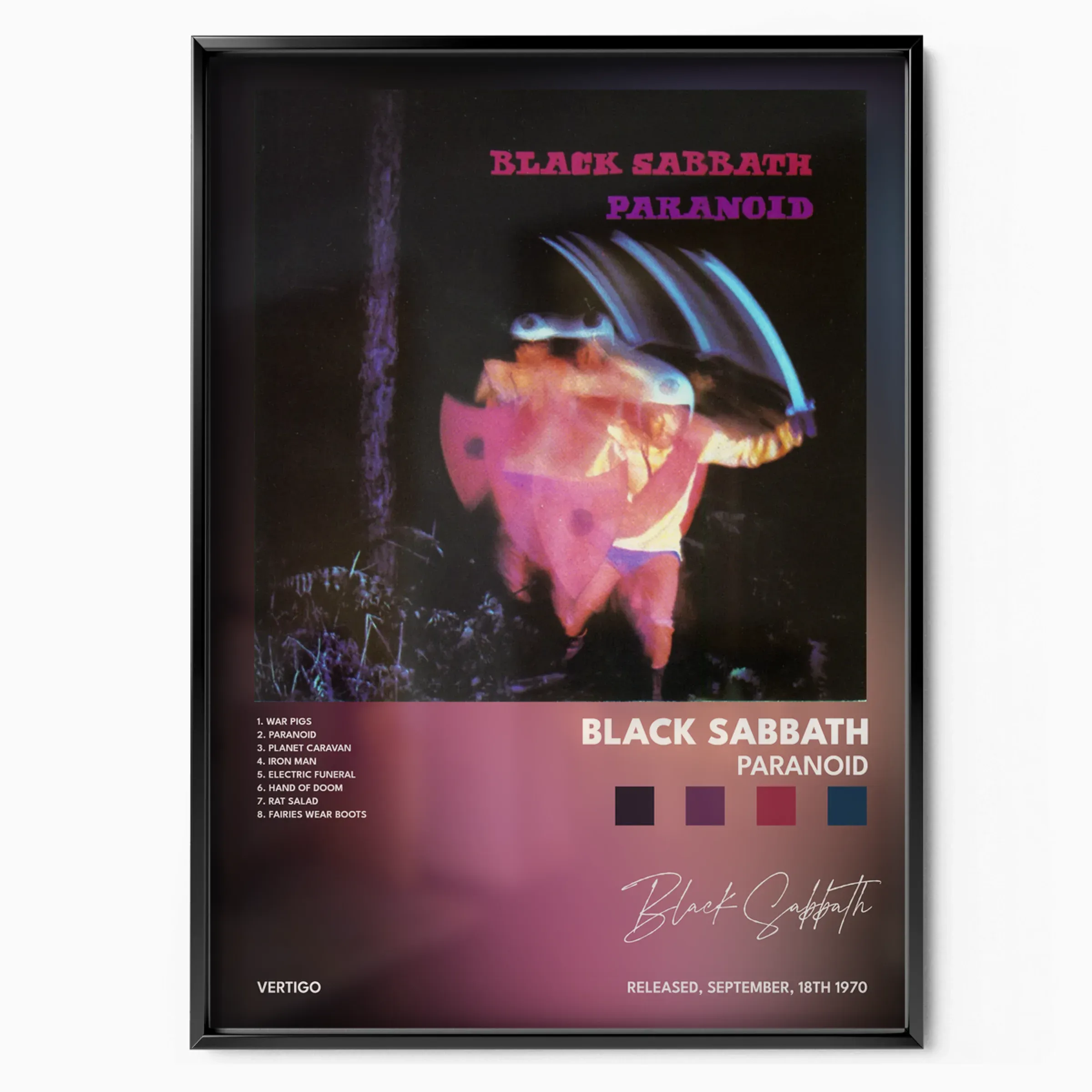 Paranoid Album poster, museum grade matte print