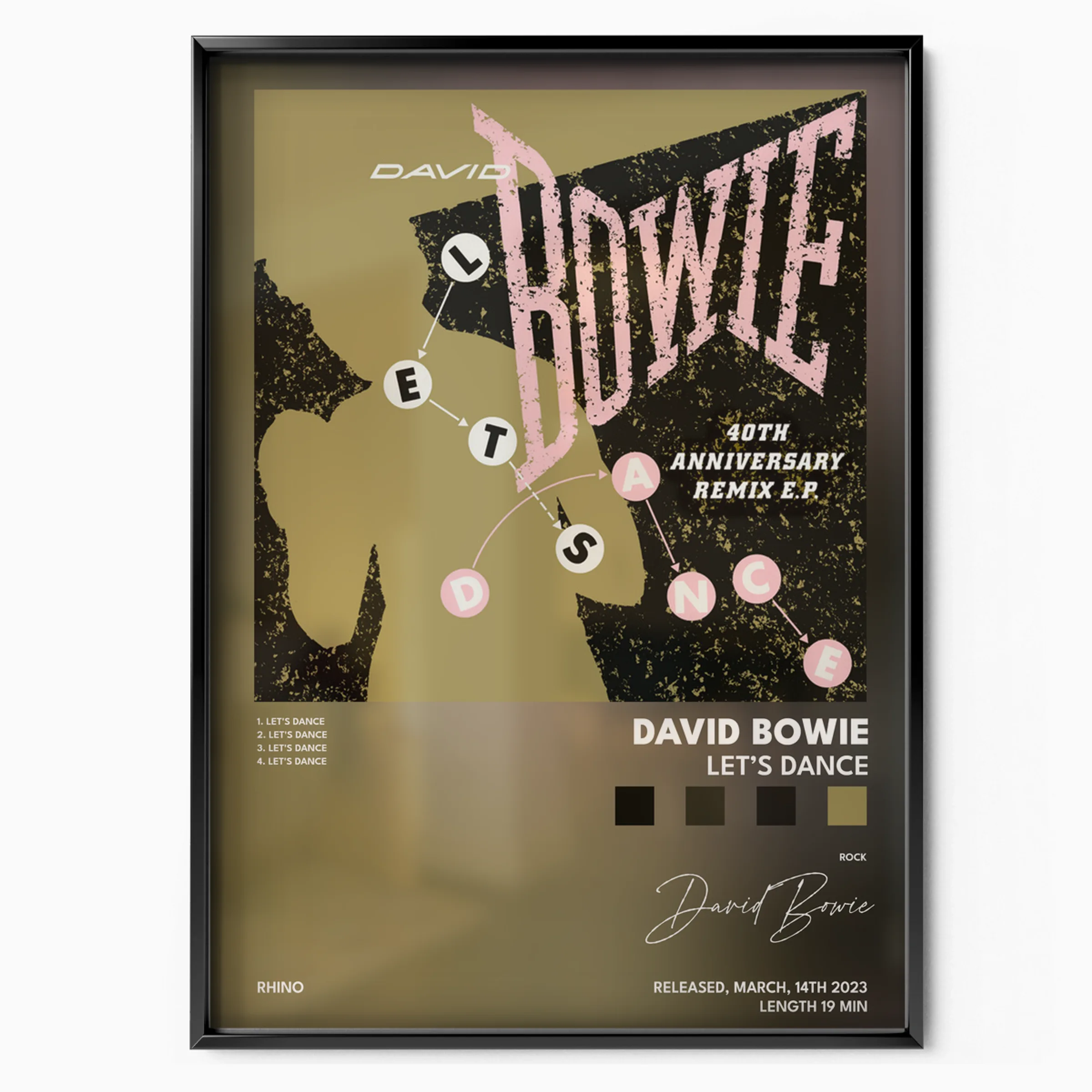 Let's Dance Album poster, museum grade matte print